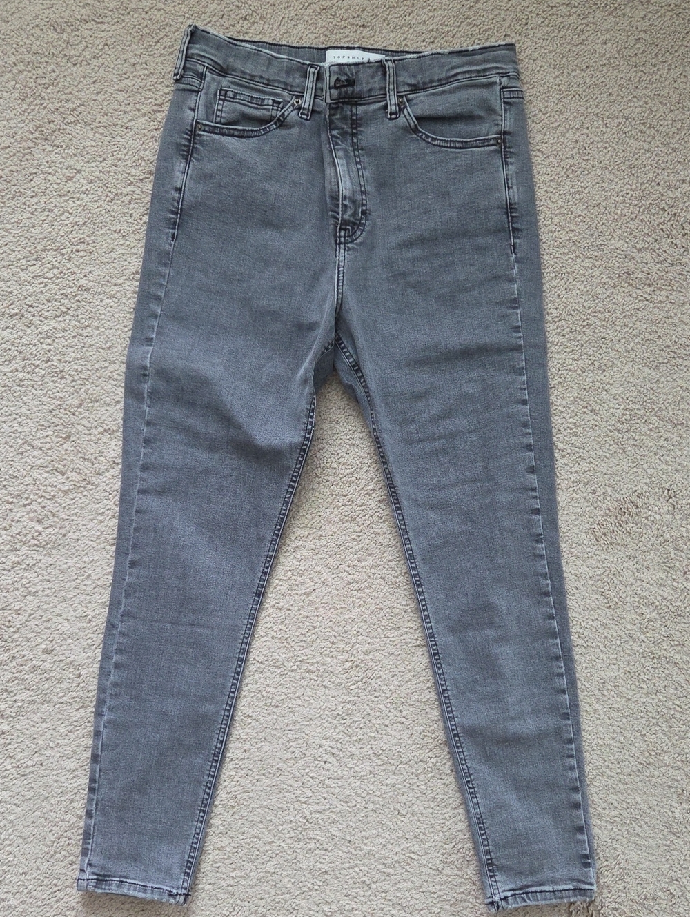 Topshop Gray Skinny High-Rise Jeans